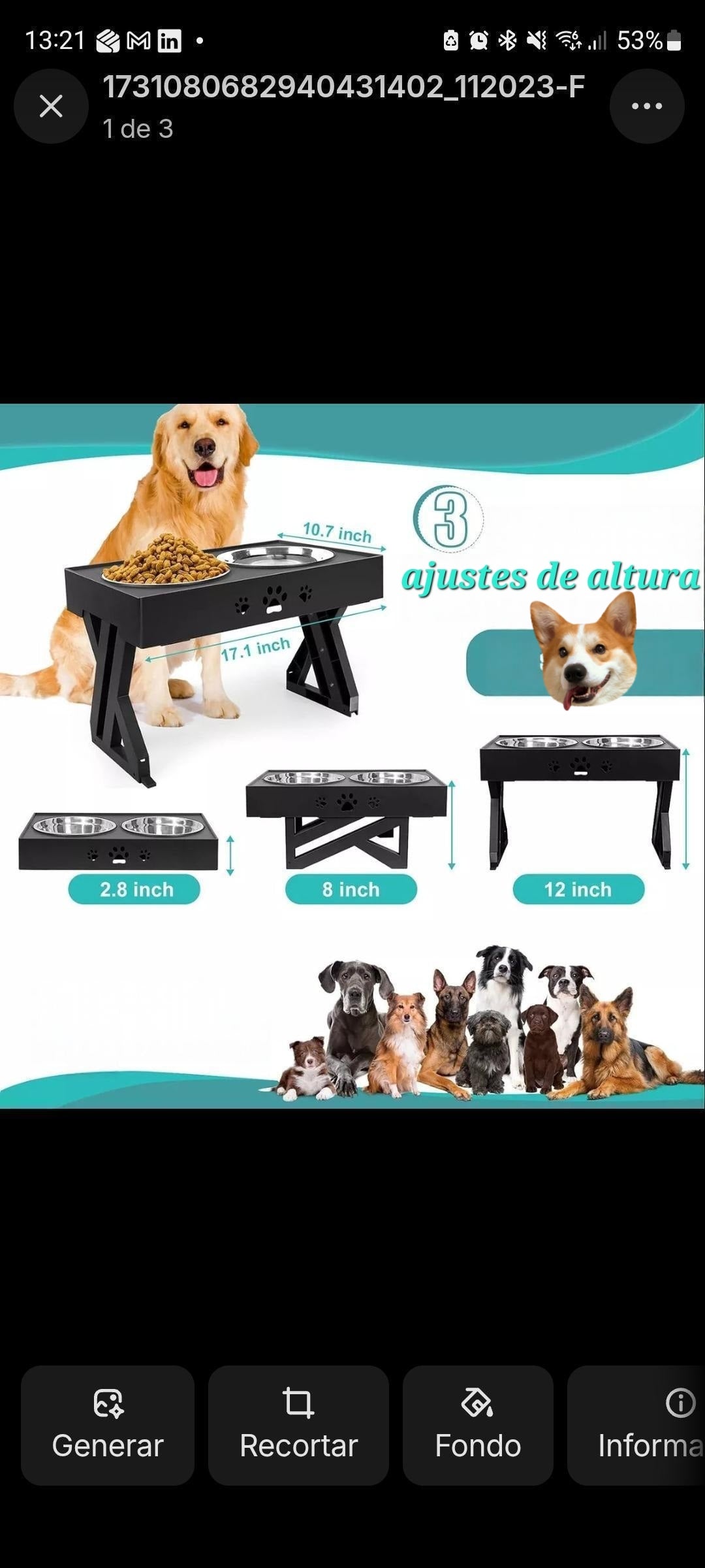 Comedero Bebedero Ajustable Para Mascota